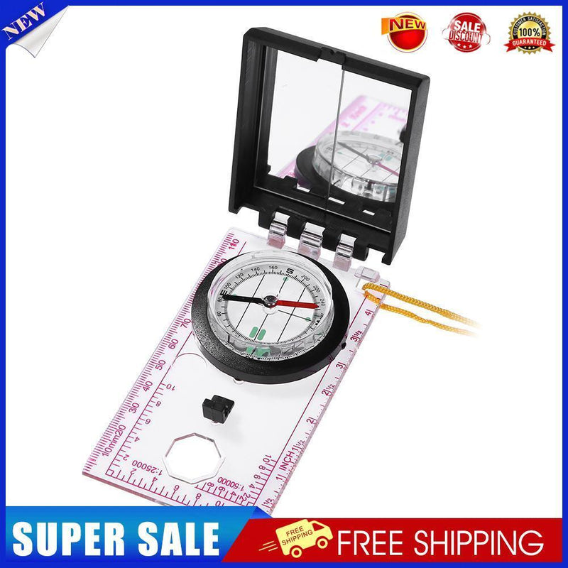 3pcs Mapping Ruler Mirror Outdoor Survival Camping Hiking Compass Tool
