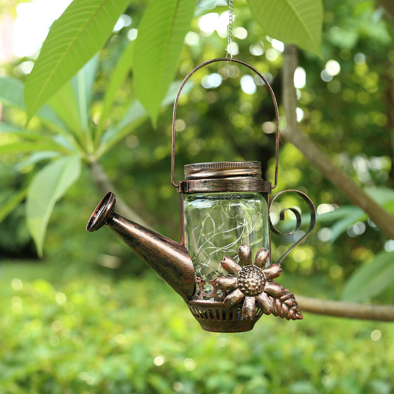 Solar Fairy Lights Outdoor Waterproof 20 LEDs Hanging Watering Can Garden Decor