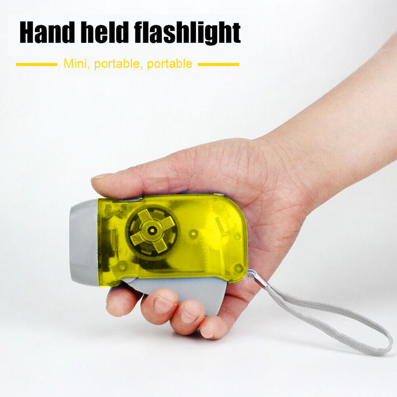 Plastic Hand Pressing Dynamo Flashlight Portable LED Camping Hand Crank Tor