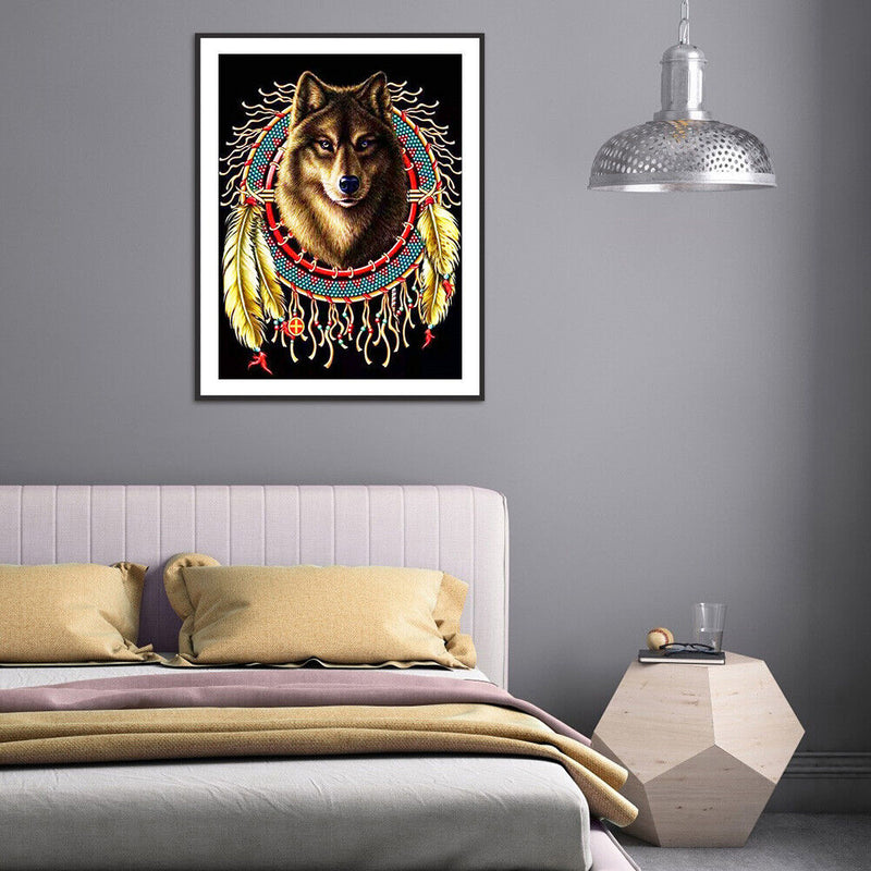 5D Diamond Painting Kit DIY Dreamcatcher Wolf Full Square Drill Home Decorations