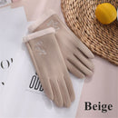 Windproof Winter Warm Gloves Touch Screen Embroidered Plush For Women