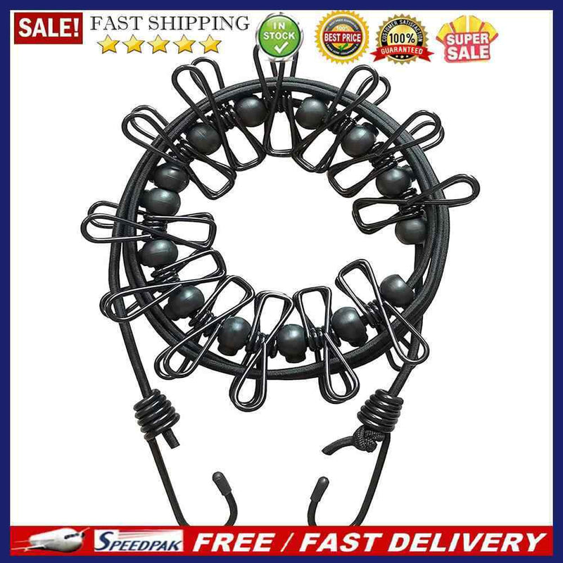 Portable Windproof Travel Clothesline with Clothespins Clips for Outdoor Ca