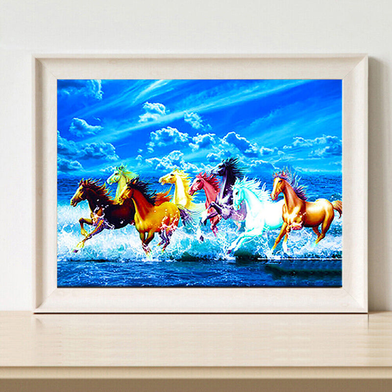 DIY Horse Animal Oil Paint By Numbers Frameless Hand Painted Artwork Wall Dec