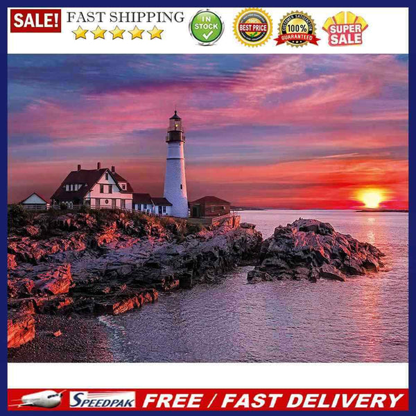 DIY Seaside Lighthouse Frameless Oil Paint by Numbers Kit Picture Home Decor