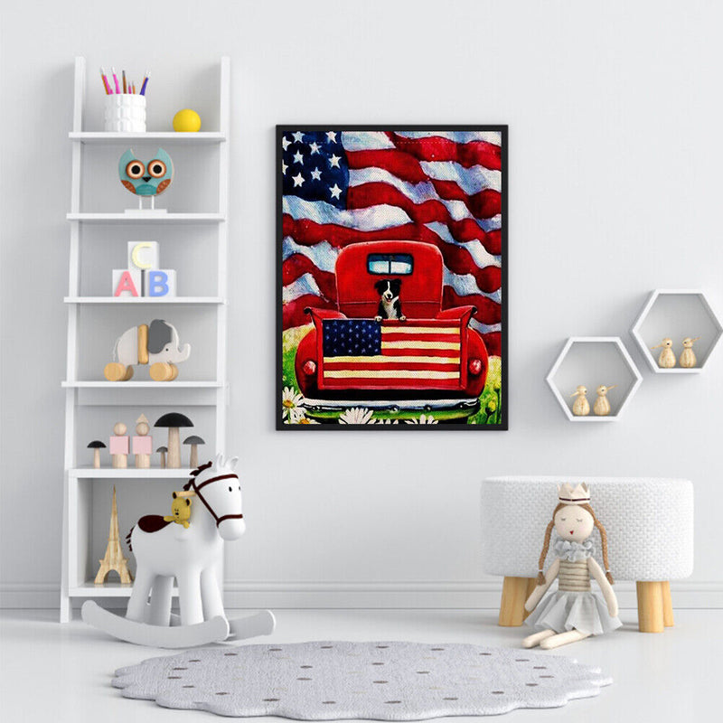 Flag Dog Oil Paint by Numbers Hand Painted Frameless Picture Home Ornament Kit