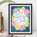 DIY Full Drill Round Rhinestone Drawing Letter Flower Painting Kit Room Decor