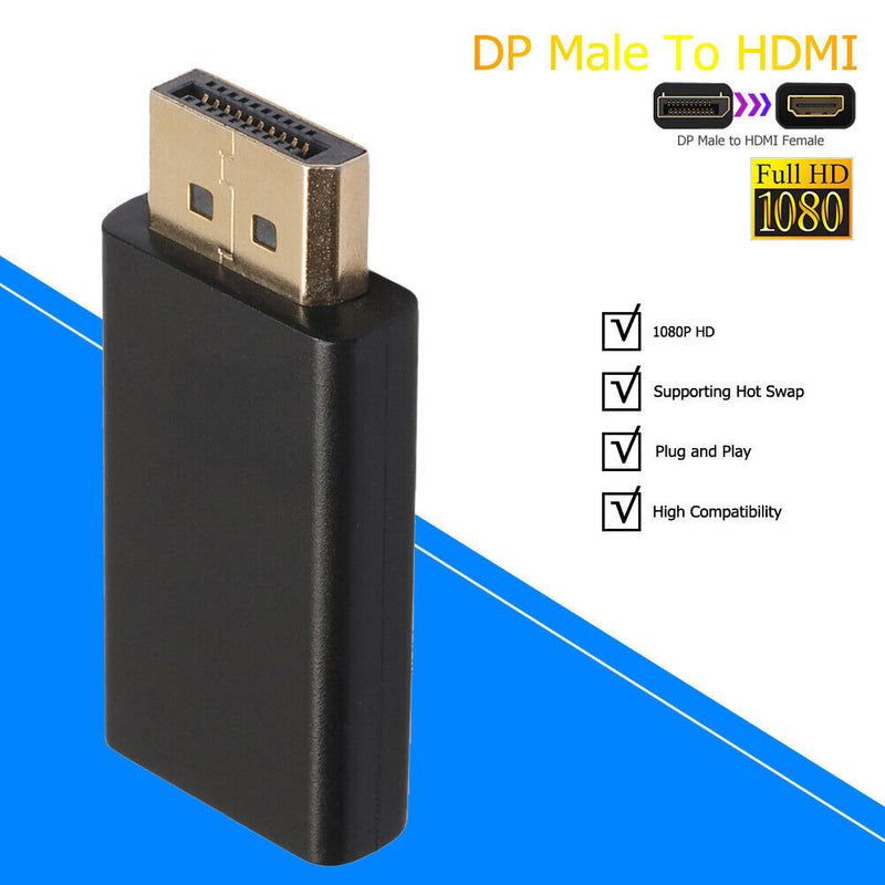 DP to HDMI DVI Adapter Display Port Adapter Support 1080P Video Audio Connector