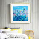 5D DIY Full Drill Round Shape Swan Rhinestone Diamond Drawing Home Decoration