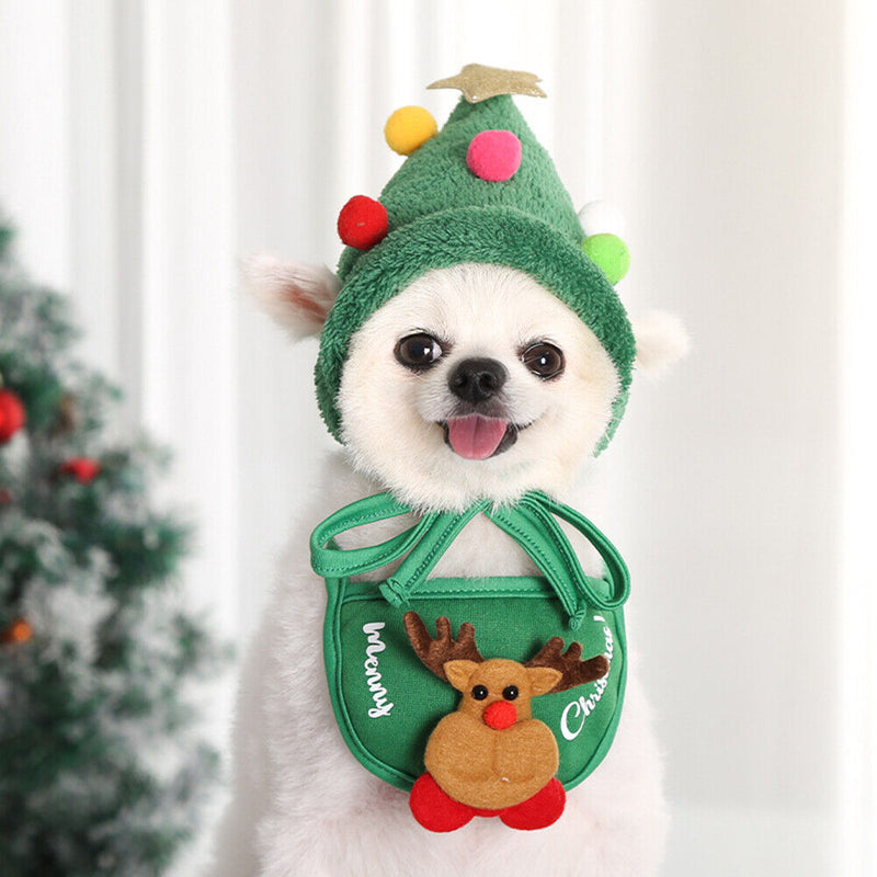Pet Winter Saliva Towel Dog Triangule Scarf Hat Christmas Ornament Pet Supply