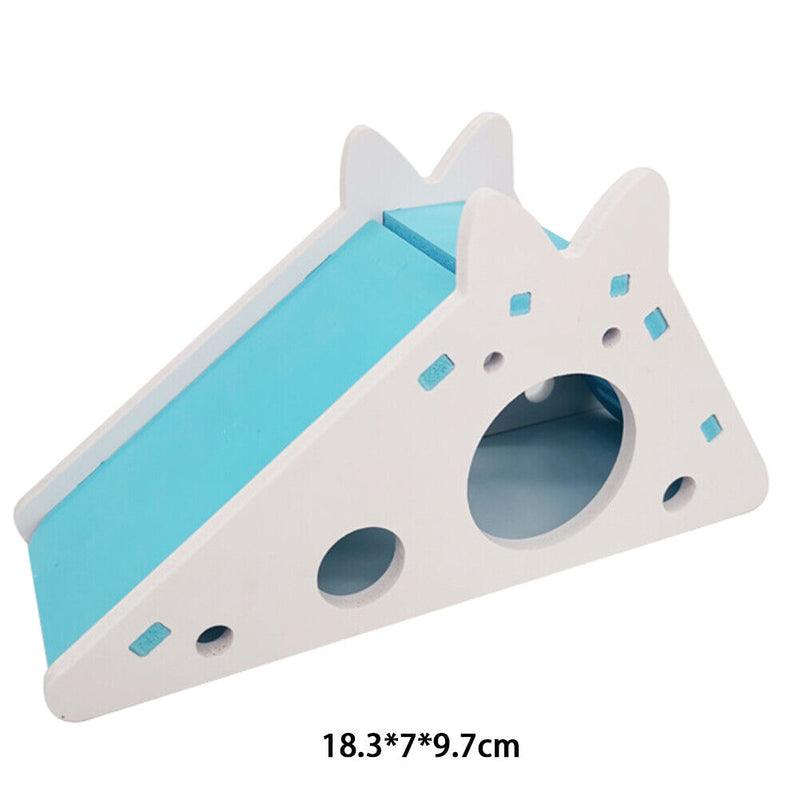 Assembled Hamster Ladder Slide Toys Guinea Pig Hamster Cage House (Blue) Newly