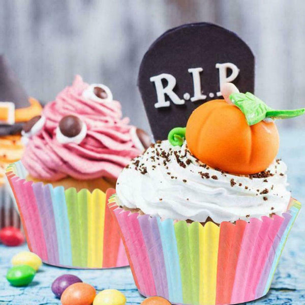 100x Colorful Rainbow Paper Cake Cupcake Liners Baking newm Part Case N5M5