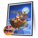 5D DIY Diamond Painting Santa Sleigh Full Round Drill Mosaic Christmas Picture