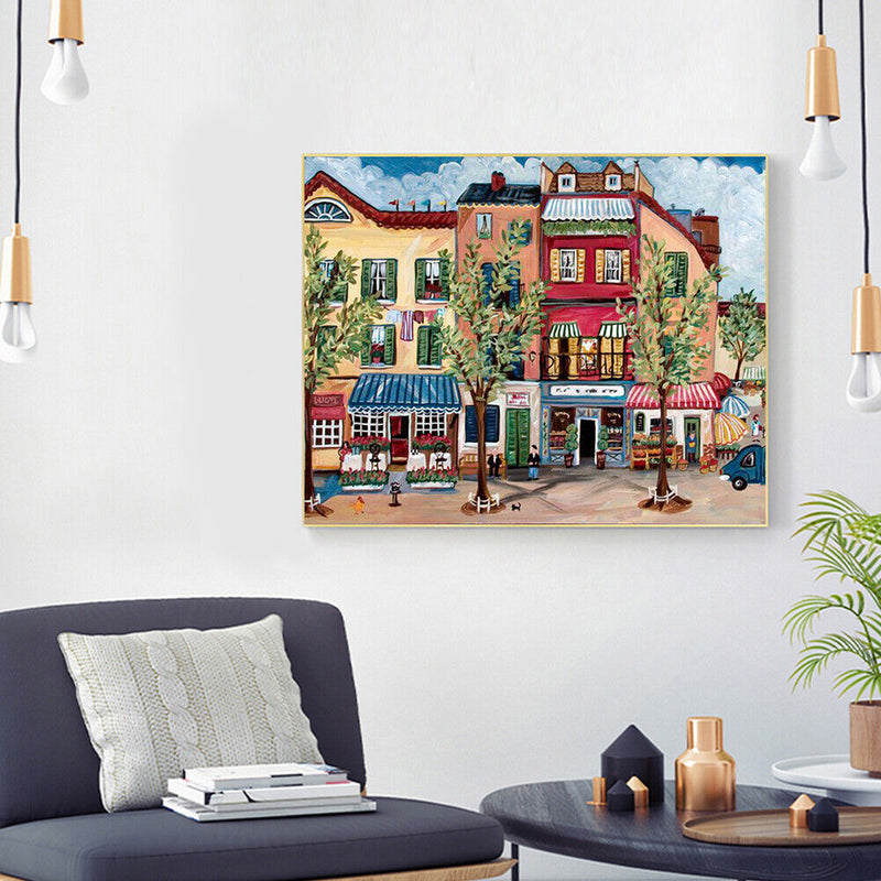 Frameless Oil Paint By Numbers DIY Center Street House Picture Craft for Bedroom