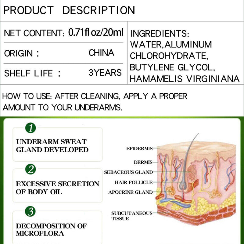 Antiperspirant Liquid Lasting Refreshing Deodorant Underarm Product for Unise