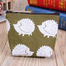 Women Fashion Korean Zipper Portable Key Coin Canvas Purse Bag(Hedgehog)