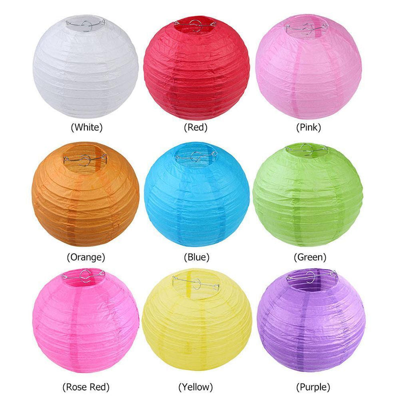 10Pcs  Round Paper Lantern DIY Hanging Ball Lamp Wedding Decor(Rose Red)