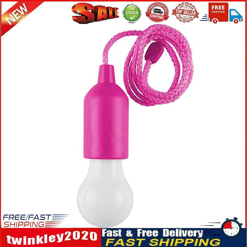 LED Hanging Light Bulb Battery Powered Colorful Pull Cord Bulbs (Rose Red) Newly