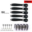 5pcs Artificial Soft Loach Fishing Lures + 5pcs Barbed Jig Hooks (Black) Newly