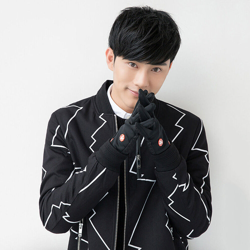 Unisex Waterproof Winter Outdoor Sports Thermal Full Finger Zipper Fleece Gloves