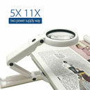 Foldable Magnify Glass with LED Light and Stand Handheld Foldable Magnifier