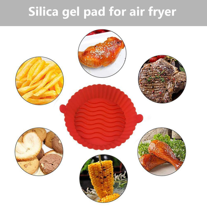 Silicone Air Fryer Liner Non-Stick Fryer Basket Steamers Oil Mat (Red)