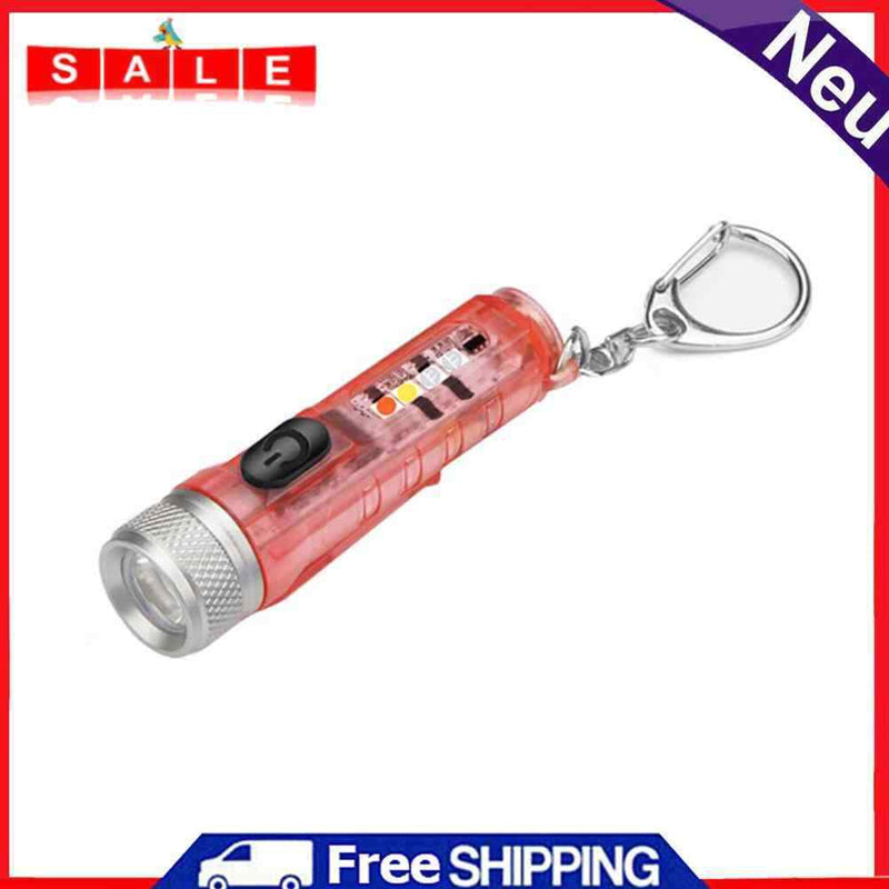 Mini Keychain Torch with Buckle USB Rechargeable Emergency Flashlight (Red)