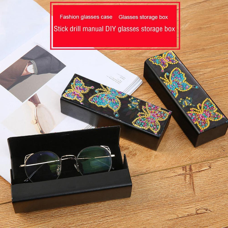 DIY Butterfly Diamond Painting Leather Eye Glasses Box Sunglasses Holder Newly