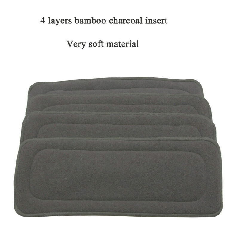 1pc Reusable 4 Layers Bamboo Charcoal Insert Baby Cloth Diaper Nappy Use Newly