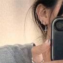 Cross Earrings Zircon Crystal Earrings Shinning Sparkle Earrings Asymmetry Stud
