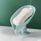 Leaf Shape Soap Box Drain Stand Suction Cup Punch-free Holder (Short Green)