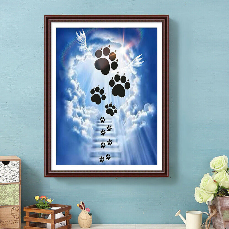 5D DIY Full Round Drill Diamond Painting Dog Footprints Cloud Handmade Art Craft
