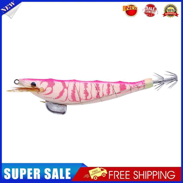 #A 100mm 12g Sinking Luminous Artificial Wood Shrimp Bait Squid Hook Fishing Lur