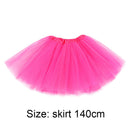 3 Layer Kids Tutu Skirt Children Girls 140cm Dark Pink Ballet Tulle Dance Skirt