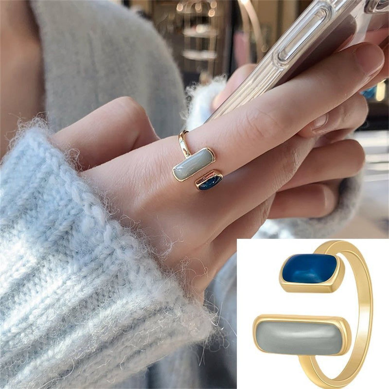 Women Girl Fashion Open Jewelry Finger chain Adjustable Open Ring Dripping oil