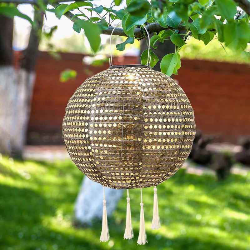 Solar Sequin Projection Lantern Outdoor Waterproof Yard Decor (Warm Light)
