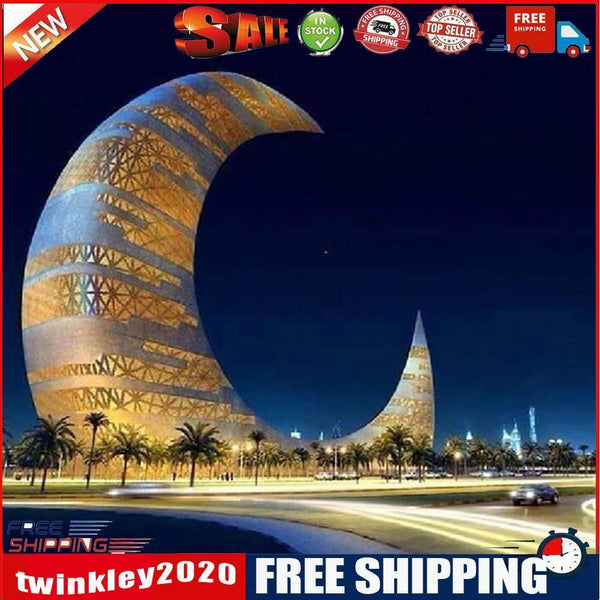5D DIY Diamond Painting Moon Building Full Round Drill Mosaic Art Picture