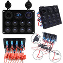 Waterproof Circuit Breaker 8 Gang 12V/24V LED Rocker Switch Panel Dual USB Port