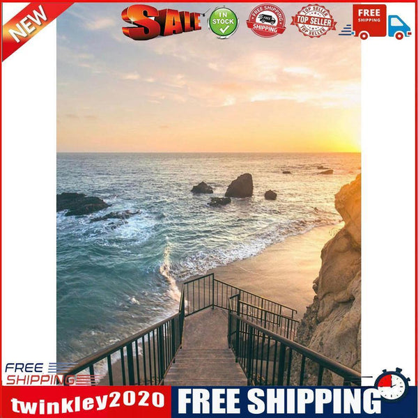 Painting By Numbers Kit DIY Seaside Steps Canvas Oil Art Picture Home Decor