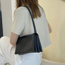 Retro Women Soft PU Solid Color Shoulder Bag Casual Ladies Multi Layer Handbag