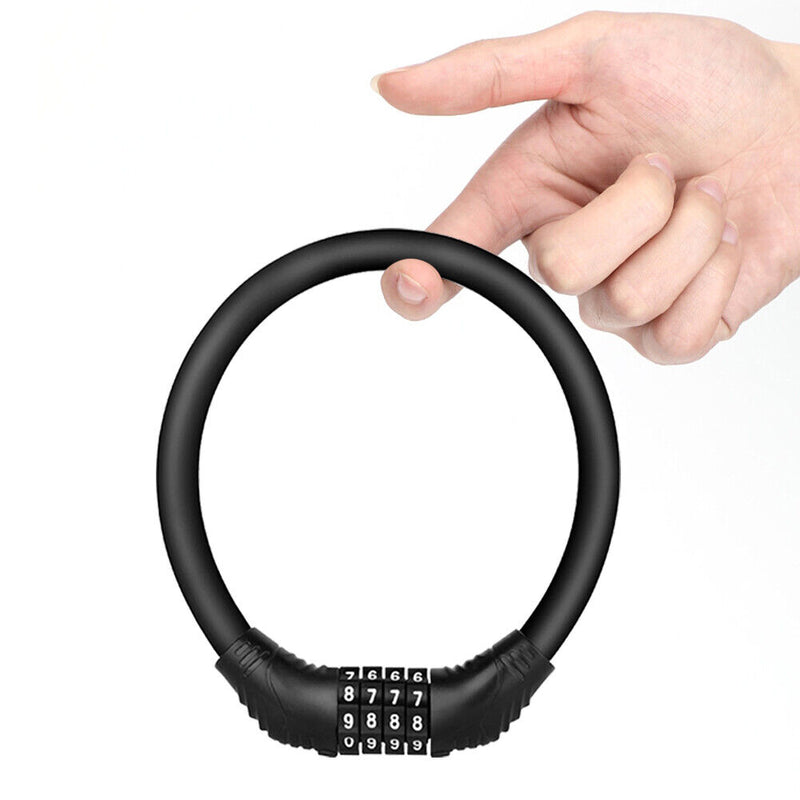 Bicycle Locks 4 Digit Password MTB Road Bike Security Cable Lock (Black) Newly