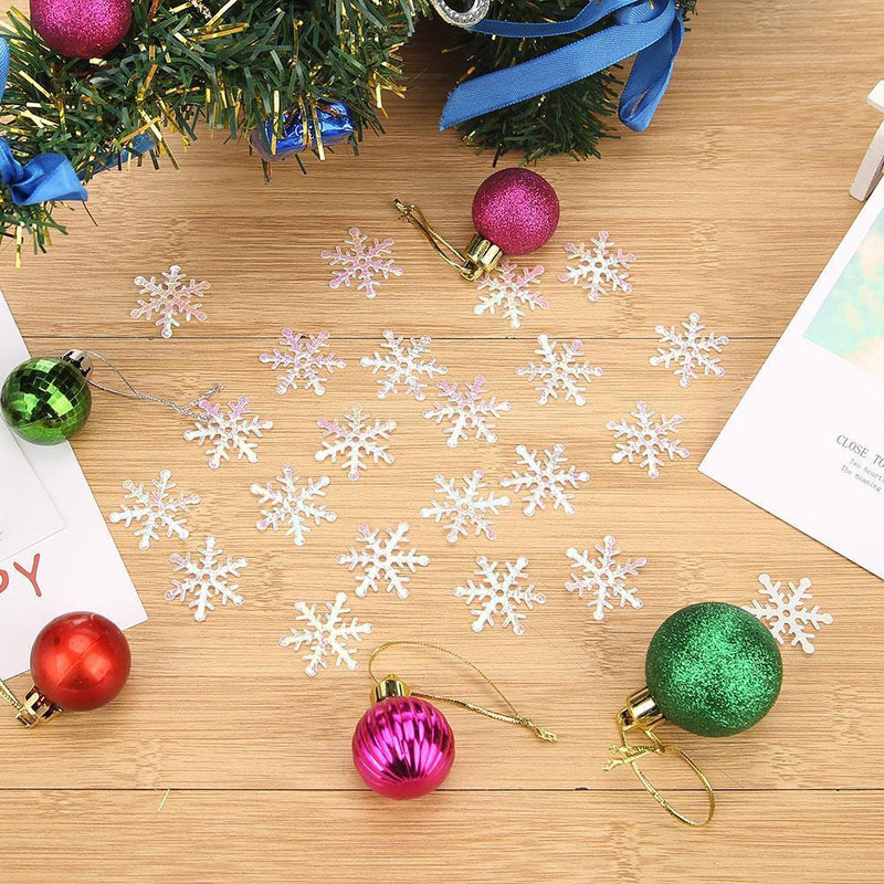 200pcs 3cm Christmas Tree White Plastic Snowflakes Party Home Desk Decor Newly