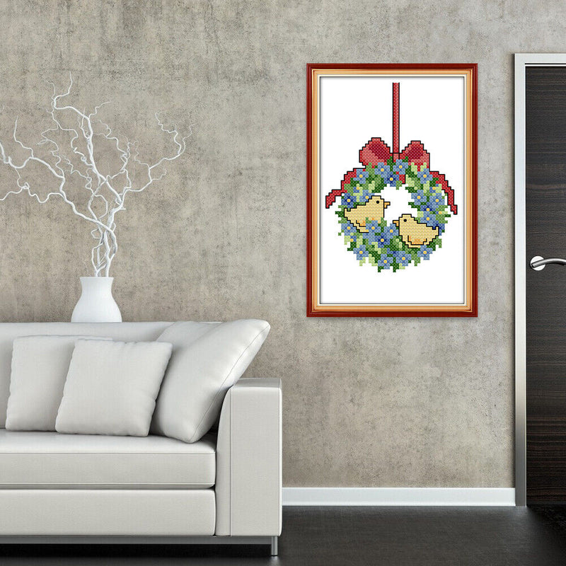 14CT Stamped Cross Stitch Needlework Embroidery Craft (C998 Xmas Wreath)