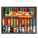 11CT Full Cross Stitch Cats on Bookshelf DIY Printed Wall Art Crafts Home Decor