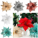 Home Decoration Xmas Gift Glitter Ornament Christmas Tree Flowers Poinsettia