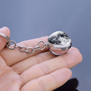 Solar System Metal Pendant Galaxy Earth Mars Glass Moon Keychain (Moon) Newly