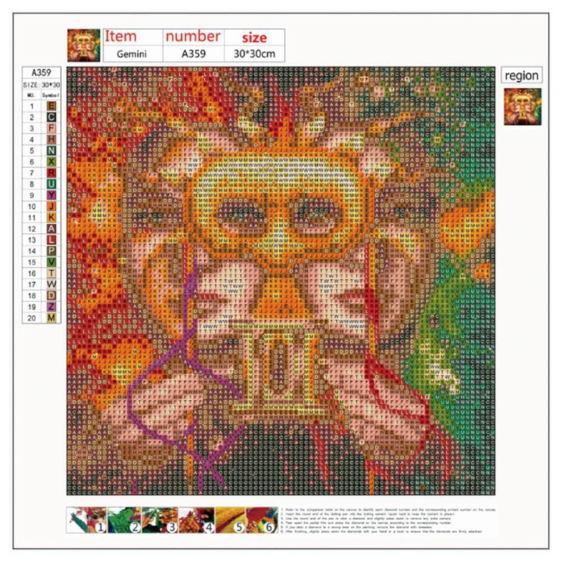 5D DIY Full Drill Diamond Painting Gemini Cross Stitch Embroidery Mosaic  Newly