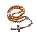 Chain Catholic Rosary Necklace Cross Pendant Cross Necklace Wood Beads Necklace