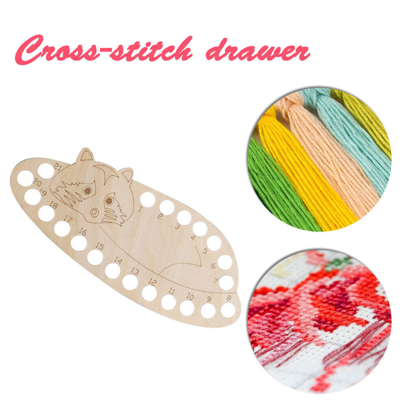 Wooden Carved Thread Organizer Board Plate Row Line Coils Embroidery Accessories