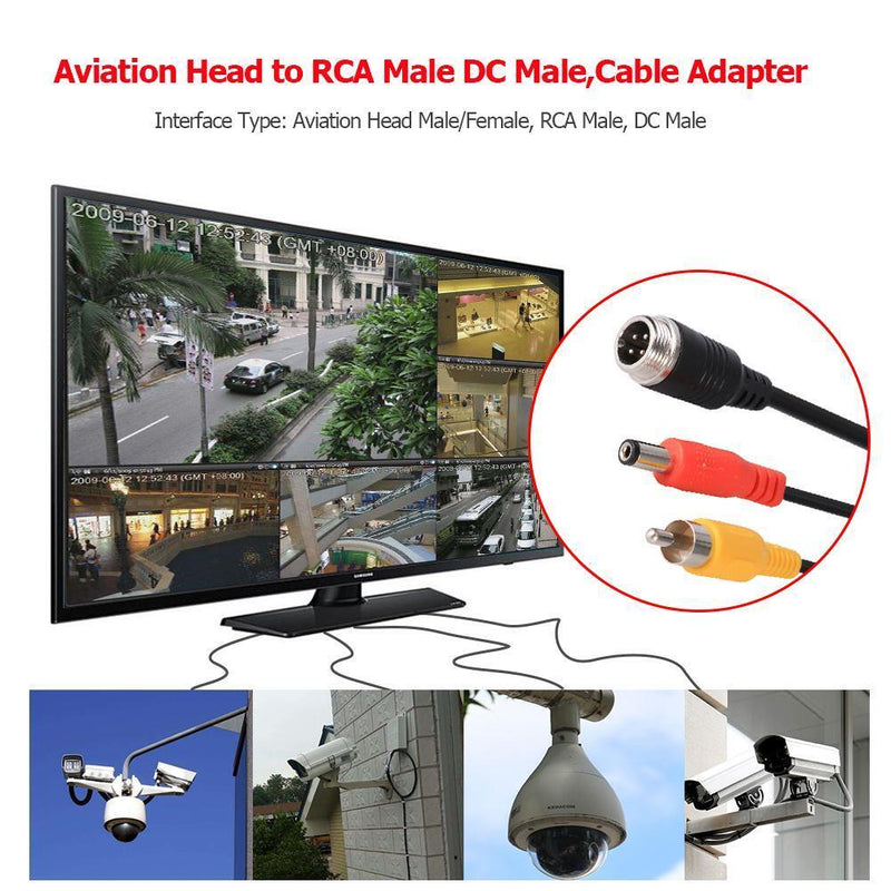 Aviation Head to RCA Male DC Male Extension Cable Adapter for Camera (A) Newly