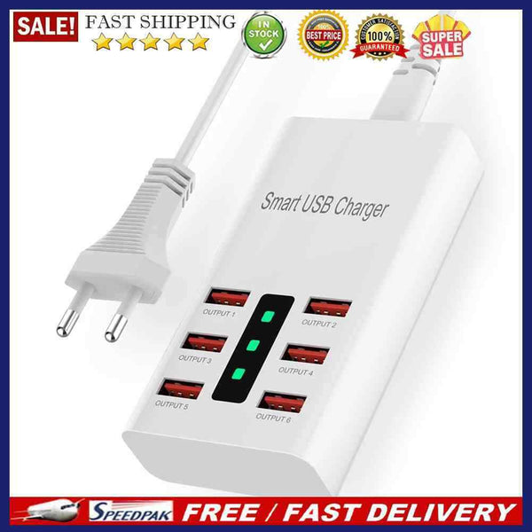 30W 6 Ports USB Charger Smart Mobile Phone Desktop Wall Charging Station Dock